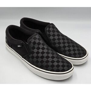 Vans Men's Size 11.5 Slip-On Canvas Checkerboard Black Skateboarding Shoes